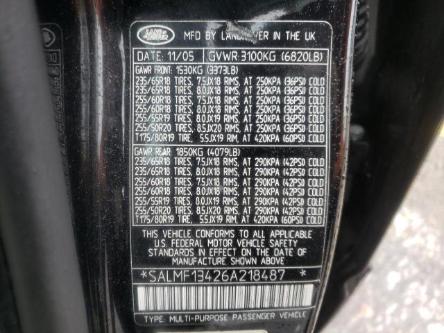 Photo 10 from auction – 2006 LAND ROVER RANGE ROVE with VIN SALMF13426A218487