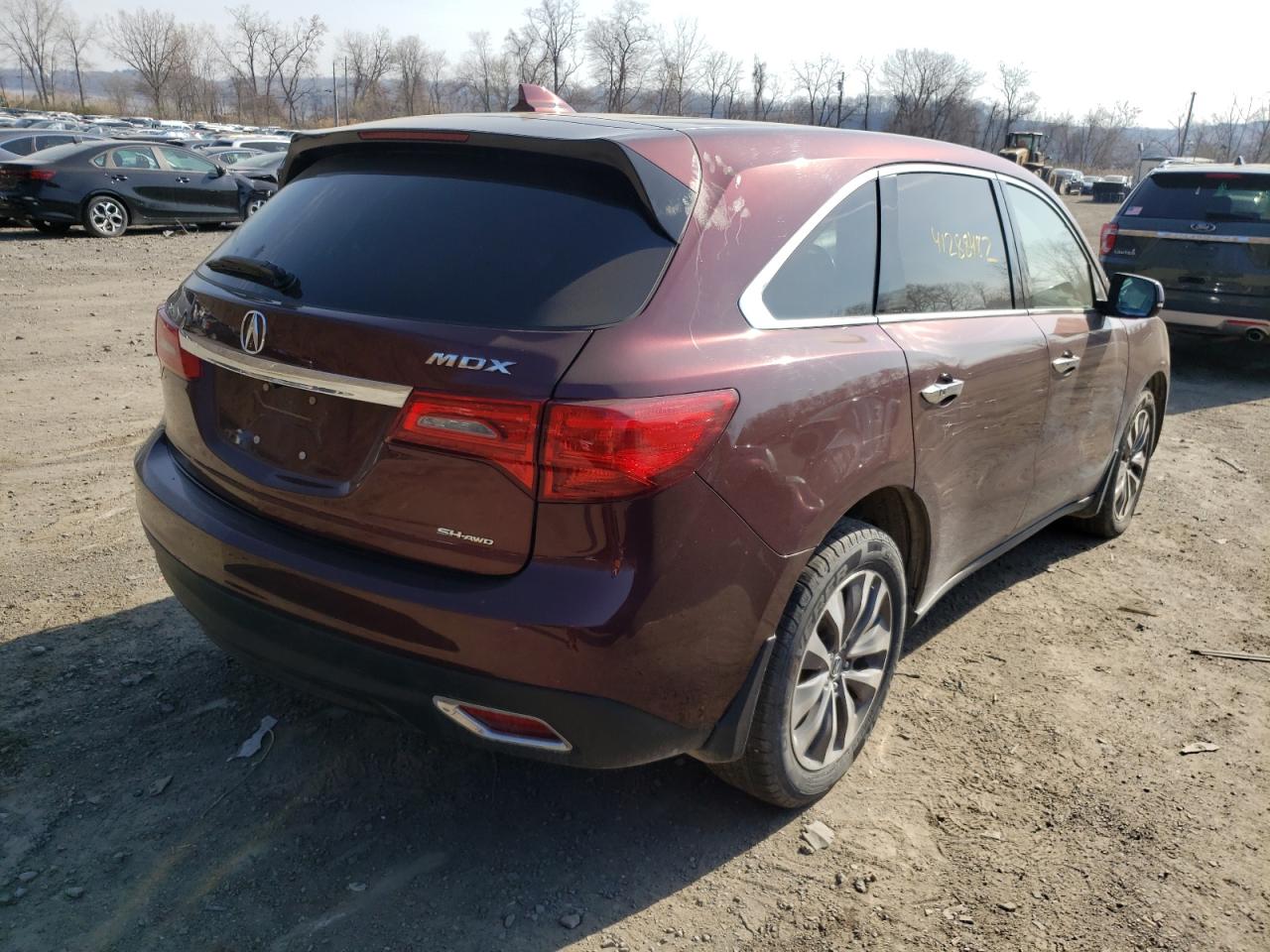 Photo 4 from auction – 2016 ACURA MDX TECHNO with VIN 5FRYD4H47GB034520