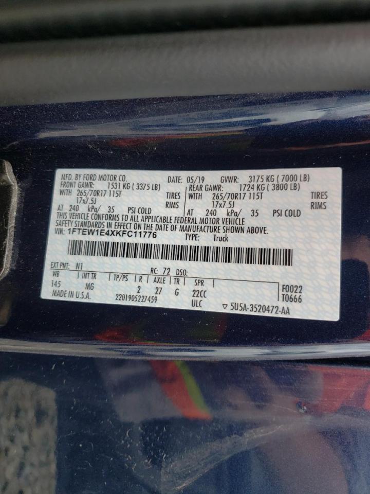 Photo 10 from auction – 2019 FORD F150 SUPER with VIN 1FTEW1E4XKFC11776