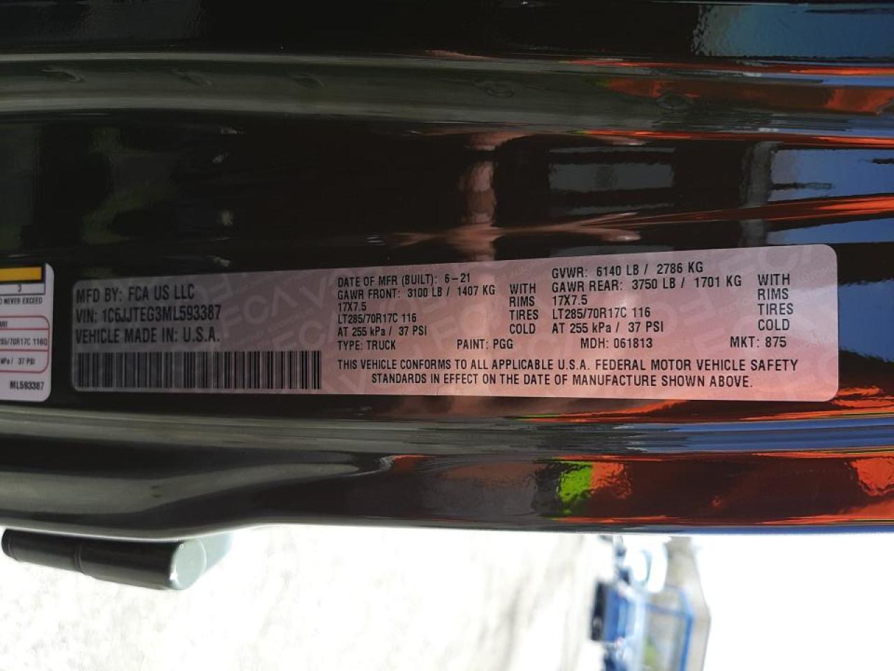 Photo 10 from auction – 2021 JEEP GLADIATOR with VIN 1C6JJTEG3ML593387