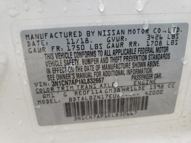 Photo 10 from auction – 2019 NISSAN VERSA S with VIN 3N1CN7AP1KL832667