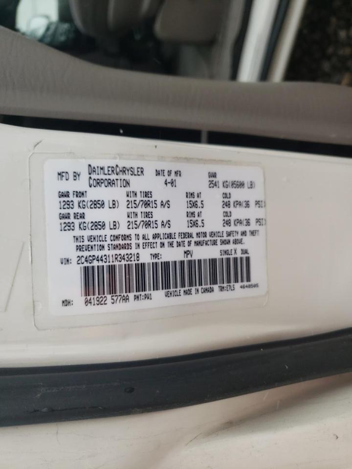 Photo 10 from auction – 2001 CHRYSLER TOWN & COU with VIN 2C4GP44311R343218