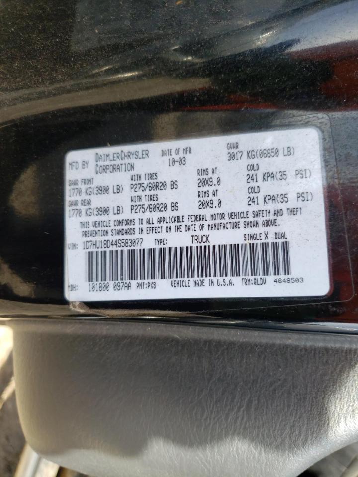Photo 10 from auction – 2004 DODGE RAM 1500 S with VIN 1D7HU18D44S583077