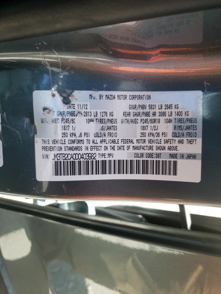 Photo 10 from auction – 2013 MAZDA CX-9 TOURI with VIN JM3TB2CA0D0403982