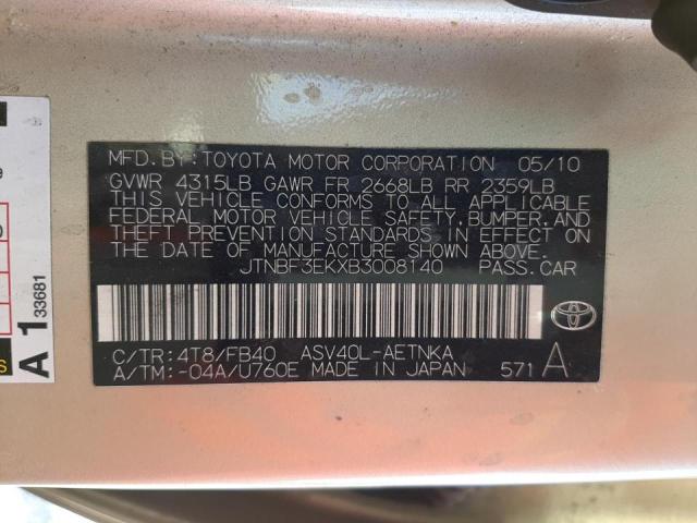 Photo 10 from auction – 2011 TOYOTA CAMRY BASE with VIN JTNBF3EKXB3008140