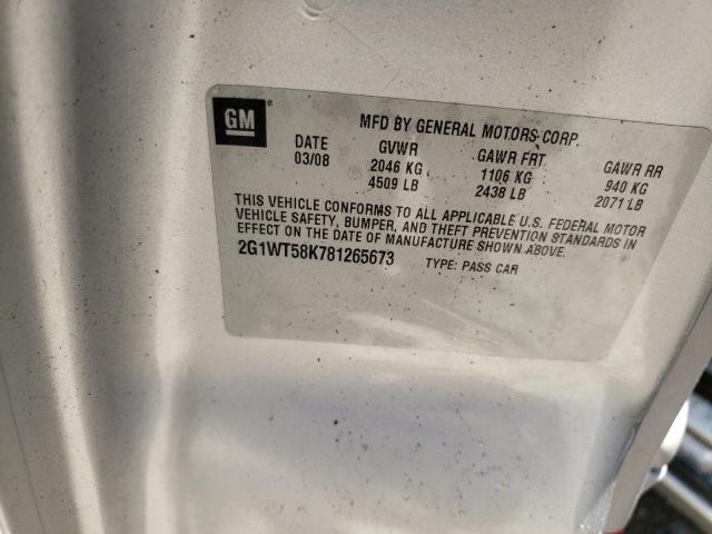 Zdjęcie 10 z aukcji – 2008 CHEVROLET IMPALA LT z VIN 2G1WT58K781265673