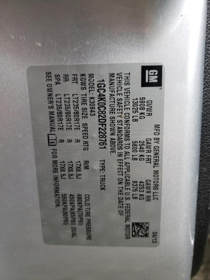 Photo 10 from auction – 2013 CHEVROLET SILVERADO with VIN 1GC4K0C82DF228761