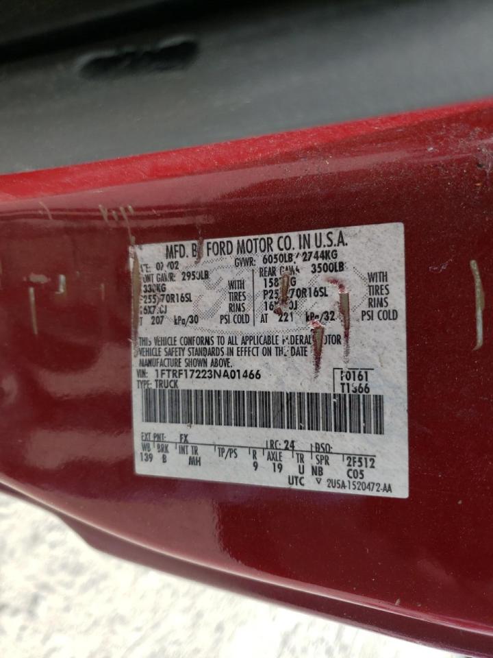 Photo 10 from auction – 2003 FORD F150 with VIN 1FTRF17223NA01466