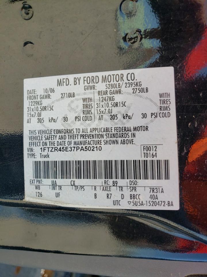 Photo 10 from auction – 2007 FORD RANGER SUP with VIN 1FTZR45E37PA50210