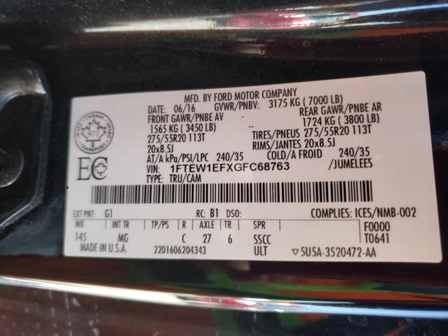 Photo 10 from auction – 2016 FORD F150 SUPER with VIN 1FTEW1EFXGFC68763