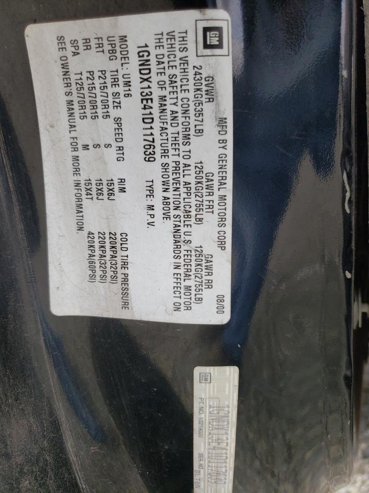 Photo 10 from auction – 2001 CHEVROLET VENTURE LU with VIN 1GNDX13E41D117639