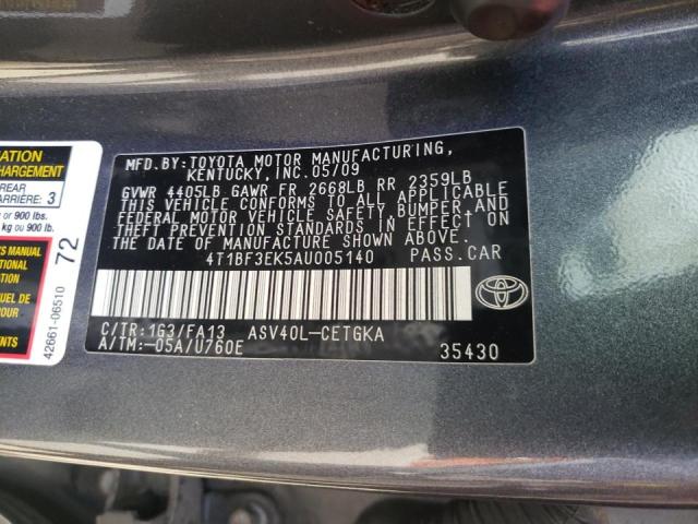 Photo 10 from auction – 2010 TOYOTA CAMRY BASE with VIN 4T1BF3EK5AU005140
