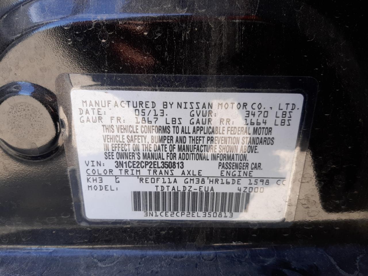 Photo 10 from auction – 2014 NISSAN VERSA NOTE with VIN 3N1CE2CP2EL350813
