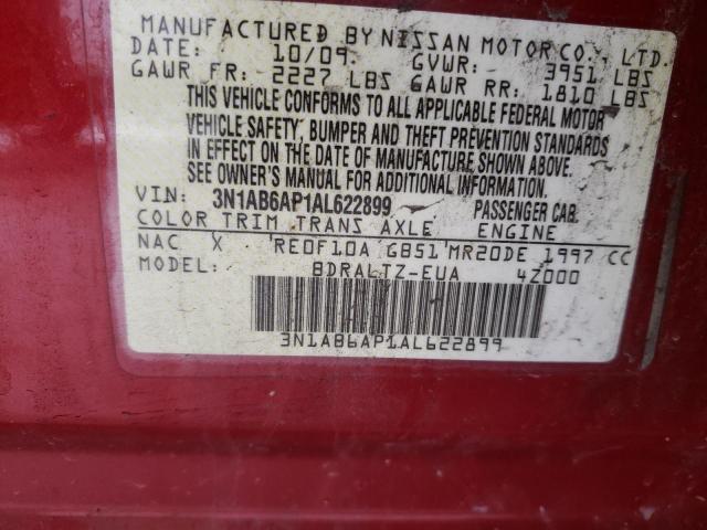 NISSAN SENTRA 2.0 2010 with VIN 3N1AB6AP1AL622899 - Photo from auction