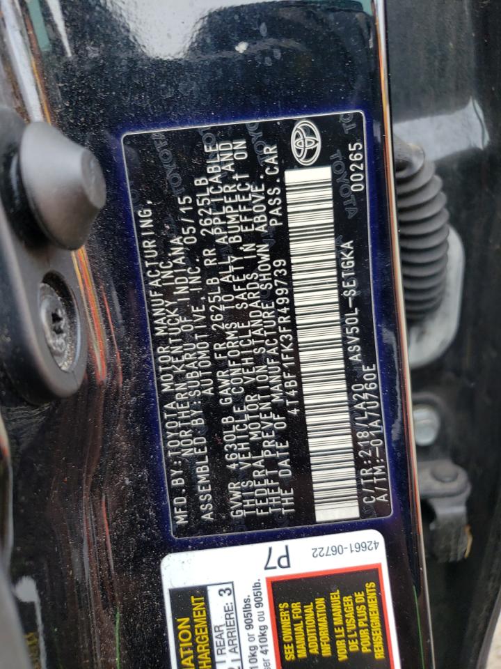 Photo 10 from auction – 2015 TOYOTA CAMRY LE with VIN 4T4BF1FK3FR499739