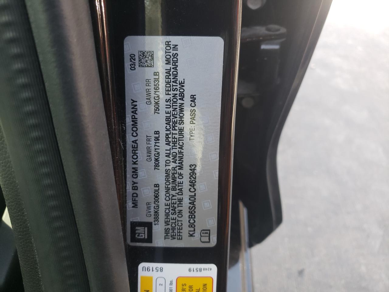 Photo 10 from auction – 2020 CHEVROLET SPARK LS with VIN KL8CB6SA0LC462943