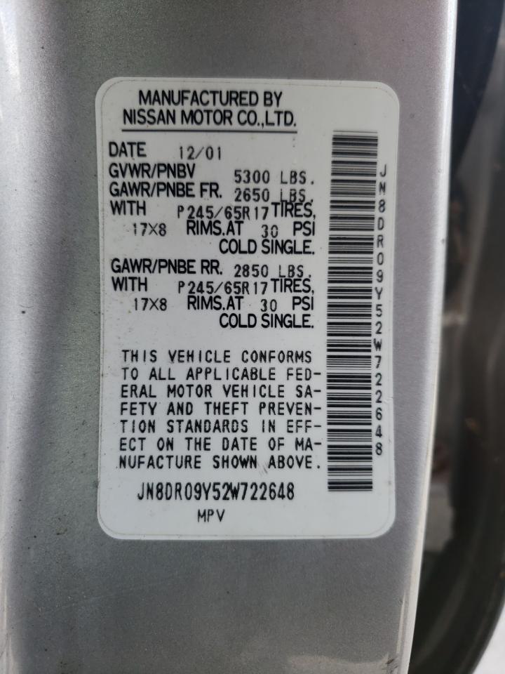 Photo 10 from auction – 2002 NISSAN PATHFINDER with VIN JN8DR09Y52W722648