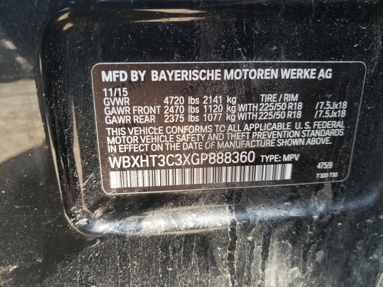 Photo 10 from auction – 2016 BMW X1 XDRIVE2 with VIN WBXHT3C3XGP888360