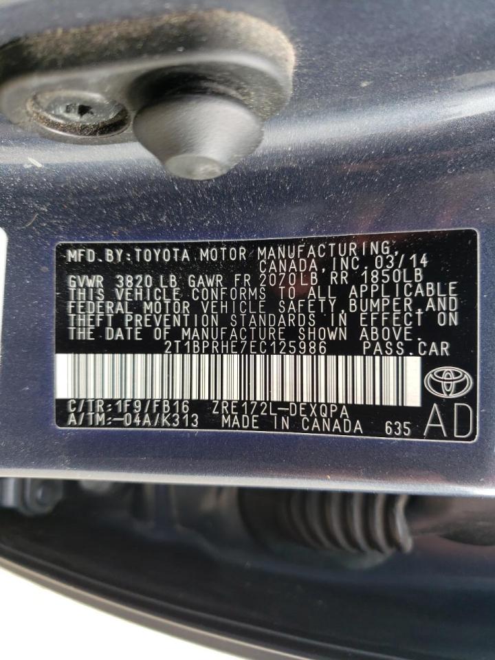 Photo 10 from auction – 2014 TOYOTA COROLLA EC with VIN 2T1BPRHE7EC125986