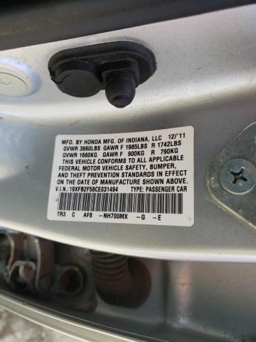Photo 10 from auction – 2012 HONDA CIVIC LX with VIN 19XFB2F58CE031494