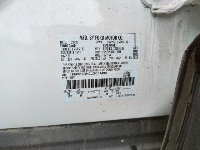 Photo 10 from auction – 2020 FORD EXPLORER X with VIN 1FMSK8DH0LGC31490