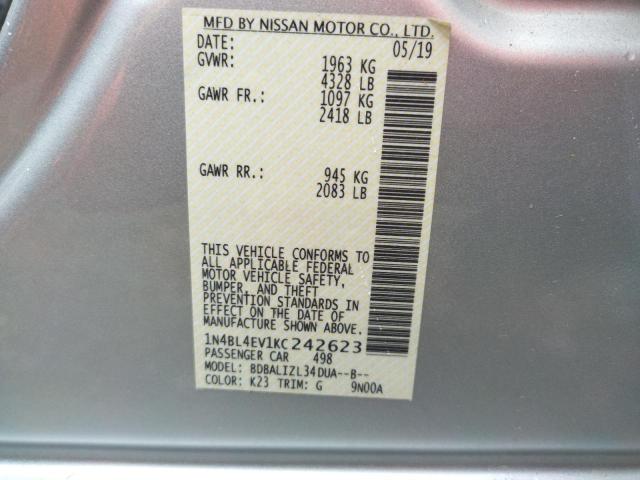 Photo 10 from auction – 2019 NISSAN ALTIMA SL with VIN 1N4BL4EV1KC242623
