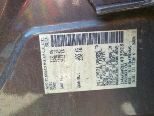 NISSAN MAXIMA S 2014 with VIN 1N4AA5AP2EC493928 - Photo from auction