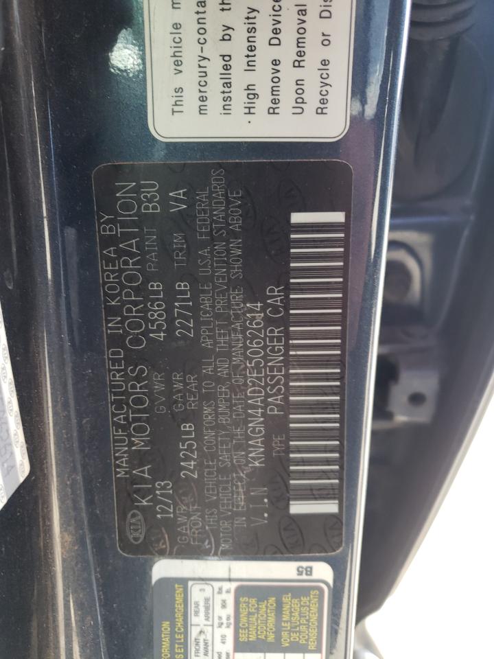 Photo 10 from auction – 2014 KIA OPTIMA HYB with VIN KNAGN4AD2E5062614