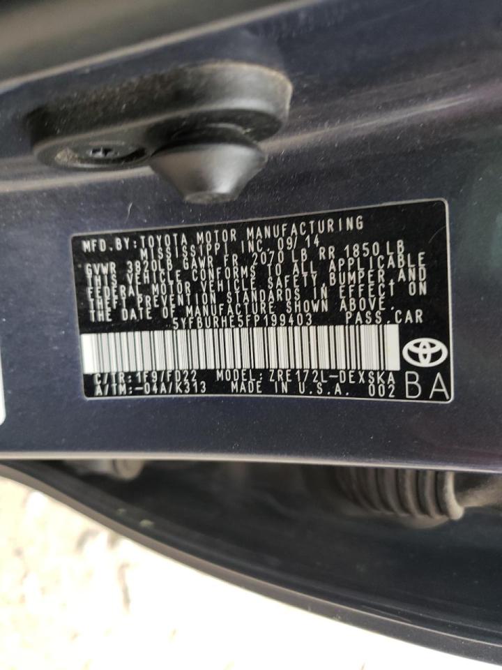 Photo 10 from auction – 2015 TOYOTA COROLLA L with VIN 5YFBURHE5FP199403