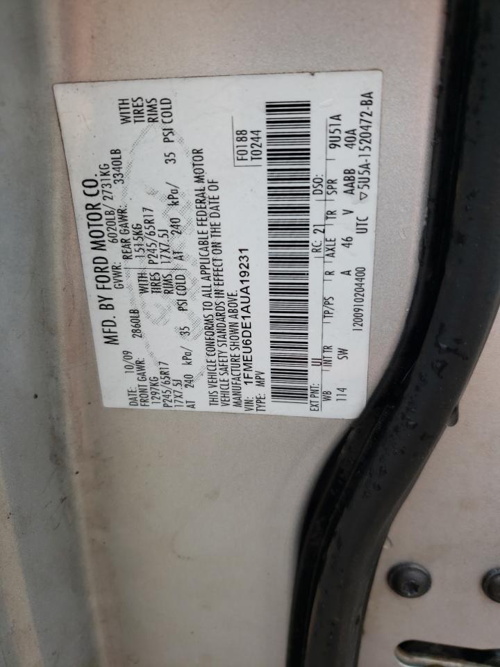 Photo 10 from auction – 2010 FORD EXPLORER X with VIN 1FMEU6DE1AUA19231