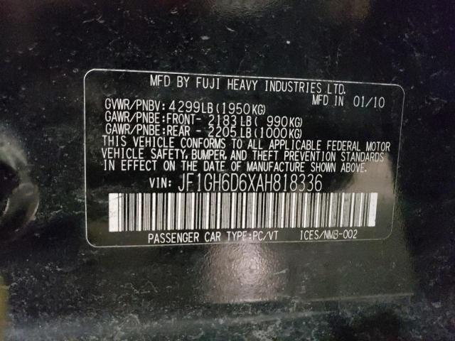 Photo 10 from auction – 2010 SUBARU IMPREZA OU with VIN JF1GH6D6XAH818336