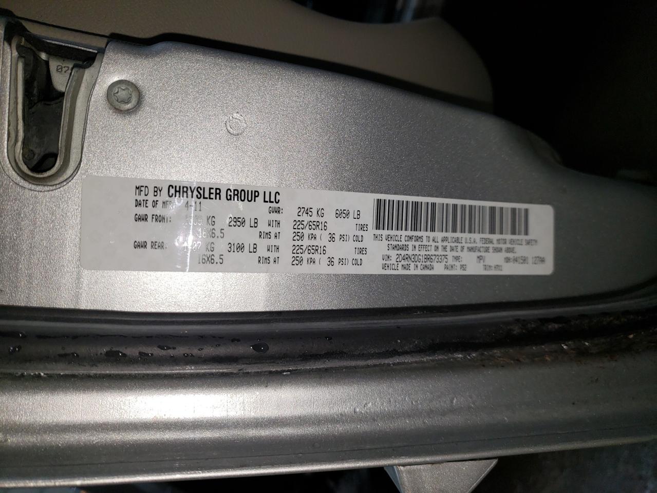 Photo 10 from auction – 2011 DODGE GRAND CARA with VIN 2D4RN3DG1BR673375