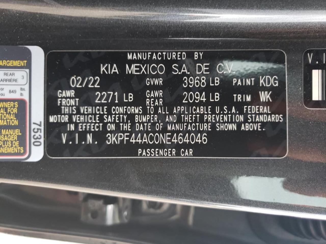 Photo 10 from auction – 2022 KIA FORTE GT with VIN 3KPF44AC0NE464046
