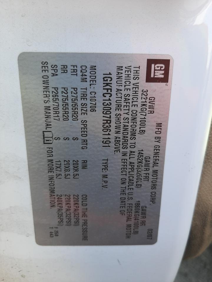 Photo 10 from auction – 2007 GMC YUKON with VIN 1GKFC13097R361191