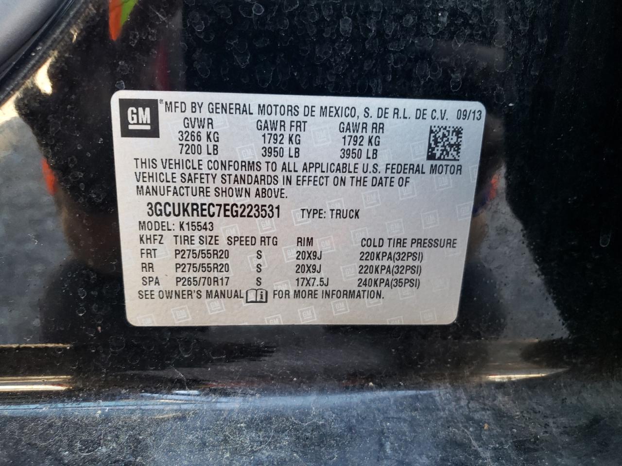 Photo 10 from auction – 2014 CHEVROLET SILVERADO with VIN 3GCUKREC7EG223531