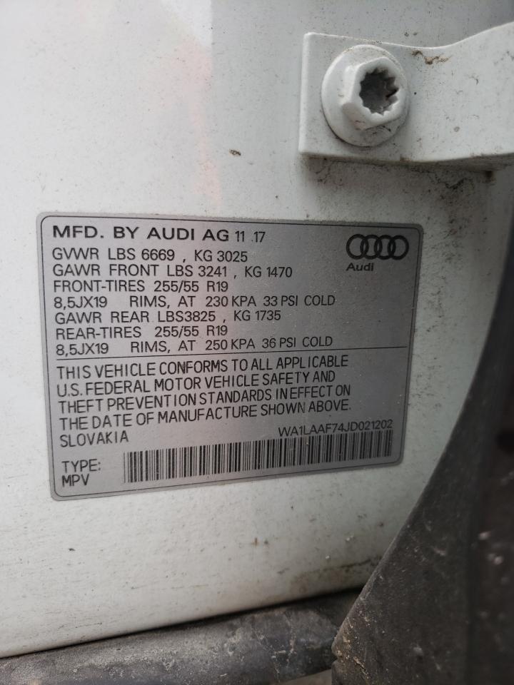 Photo 10 from auction – 2018 AUDI Q7 PREMIUM with VIN WA1LAAF74JD021202