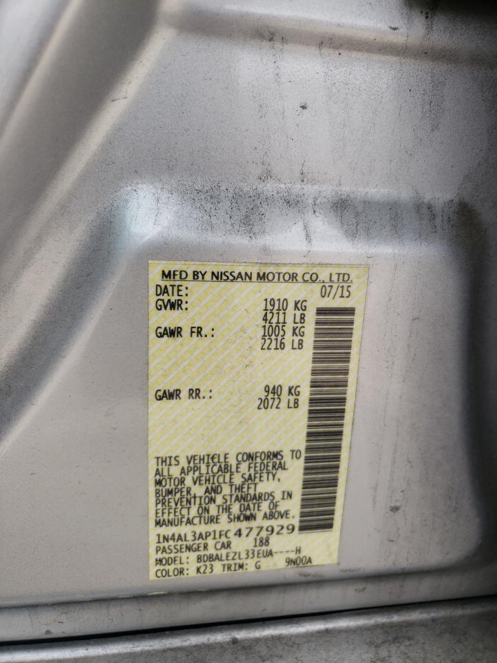 Photo 10 from auction – 2015 NISSAN ALTIMA 2.5 with VIN 1N4AL3AP1FC477929