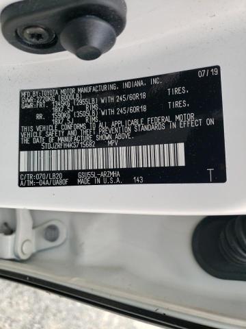 Photo 10 from auction – 2019 TOYOTA HIGHLANDER with VIN 5TDJZRFH4KS715682