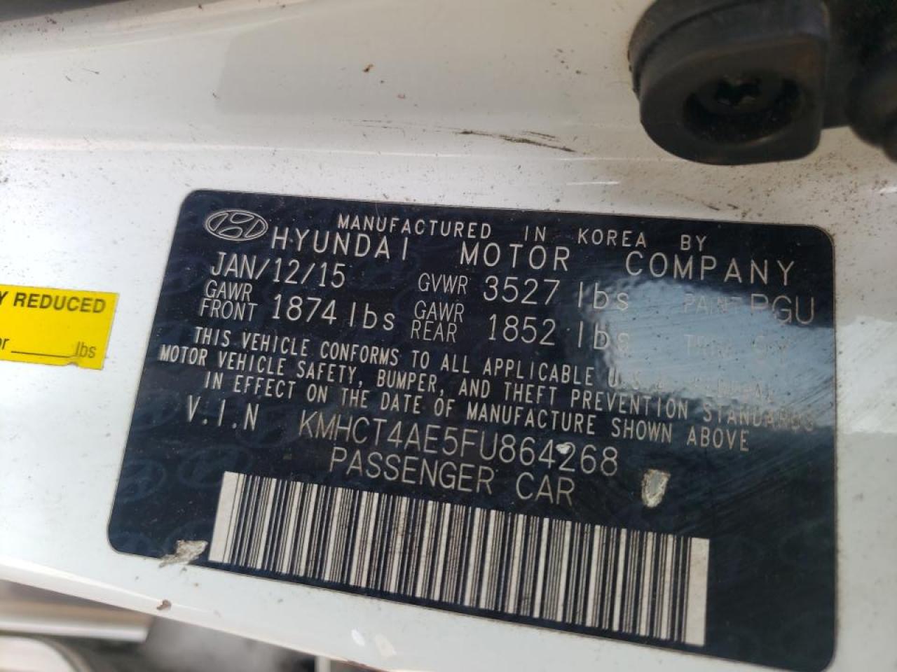 Photo 10 from auction – 2015 HYUNDAI ACCENT GLS with VIN KMHCT4AE5FU864268