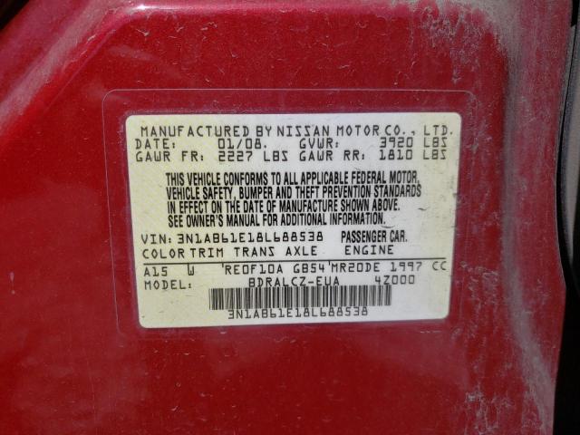 Photo 10 from auction – 2008 NISSAN SENTRA with VIN 3N1AB61E18L688538