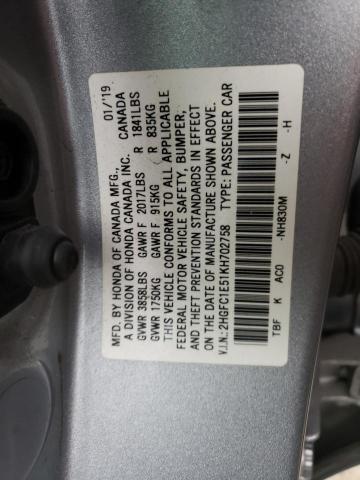 Photo 10 from auction – 2019 HONDA CIVIC SI with VIN 2HGFC1E51KH702758
