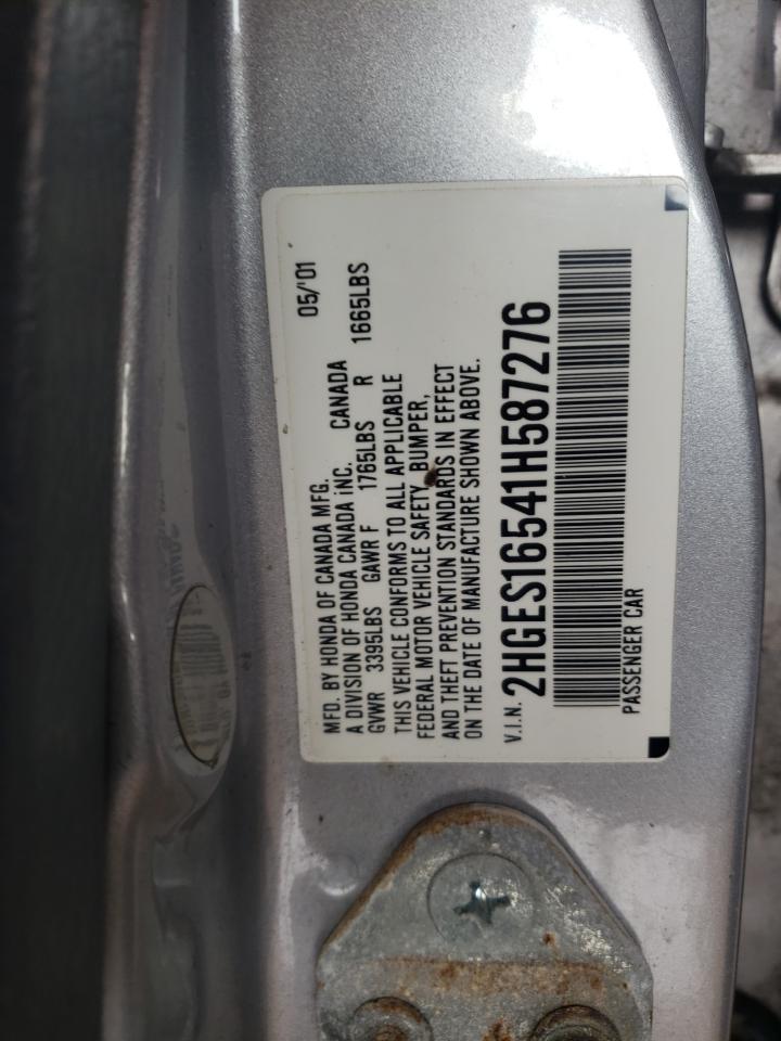 Photo 10 from auction – 2001 HONDA CIVIC LX with VIN 2HGES16541H587276