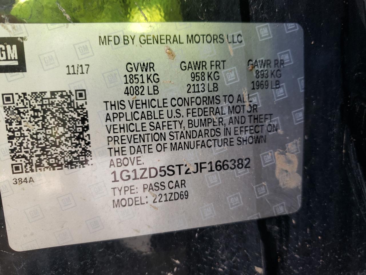 Photo 10 from auction – 2018 CHEVROLET MALIBU LT with VIN 1G1ZD5ST2JF166382