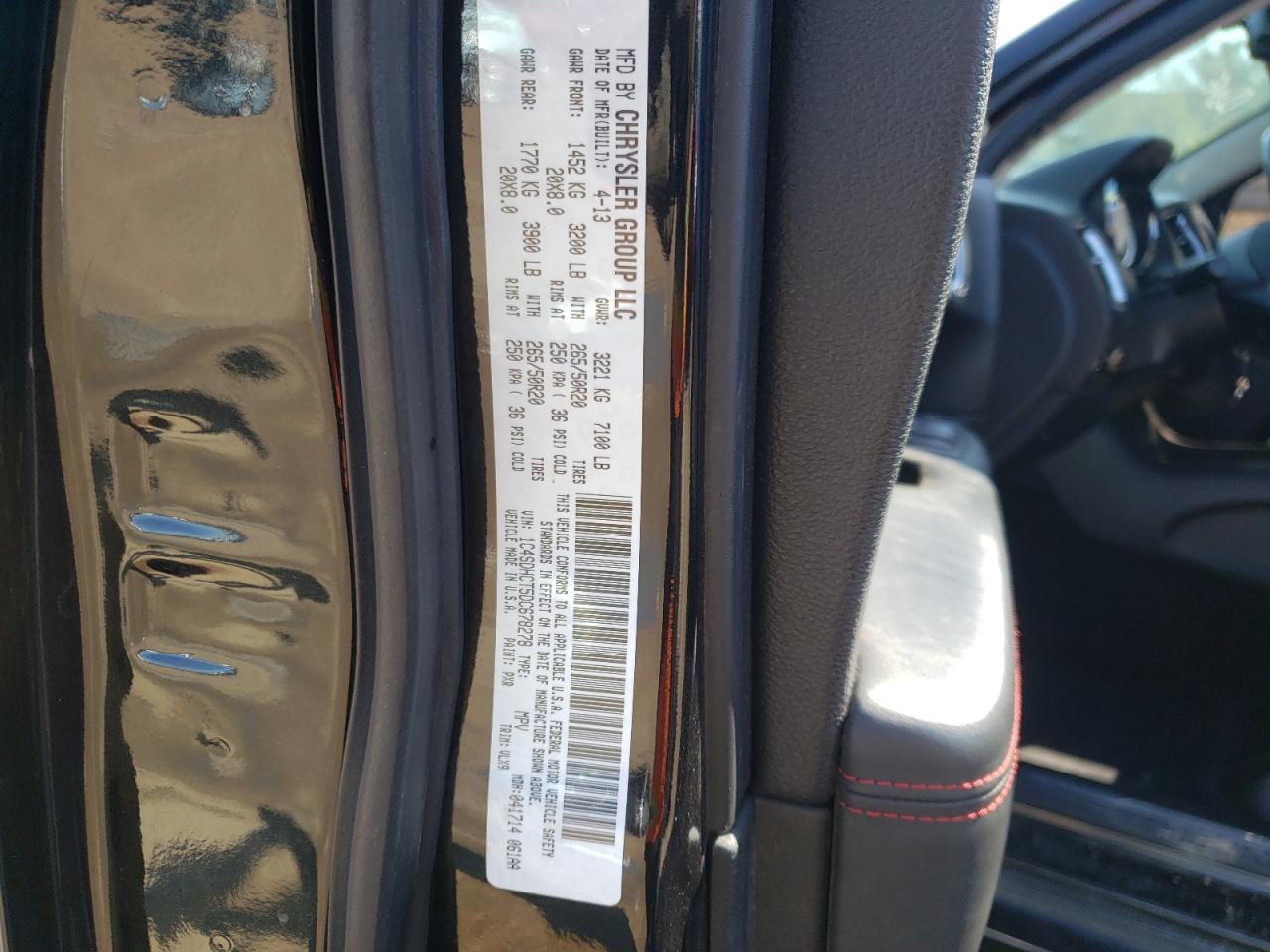 Photo 10 from auction – 2013 DODGE DURANGO R/ with VIN 1C4SDHCT5DC678278