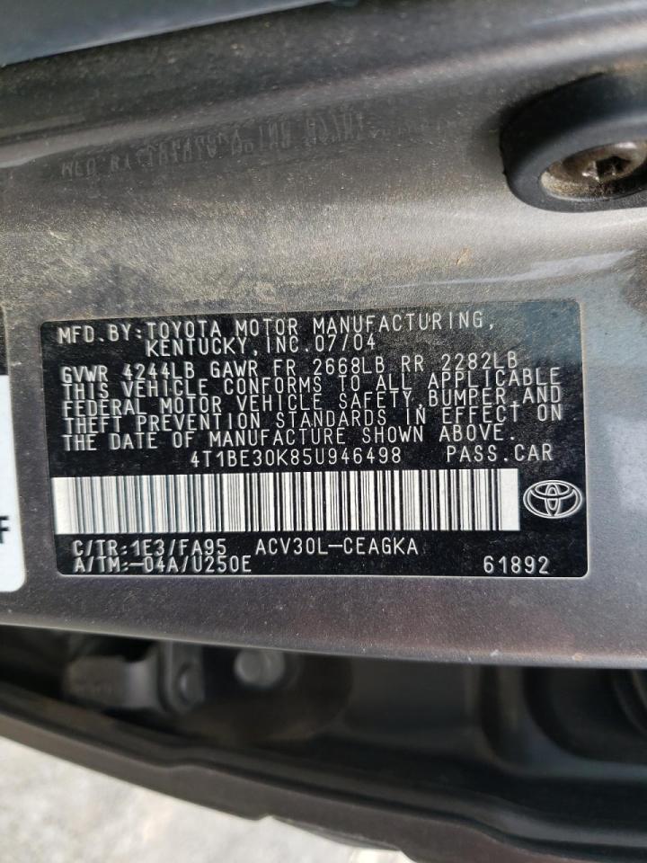 Photo 10 from auction – 2005 TOYOTA CAMRY LE with VIN 4T1BE30K85U946498