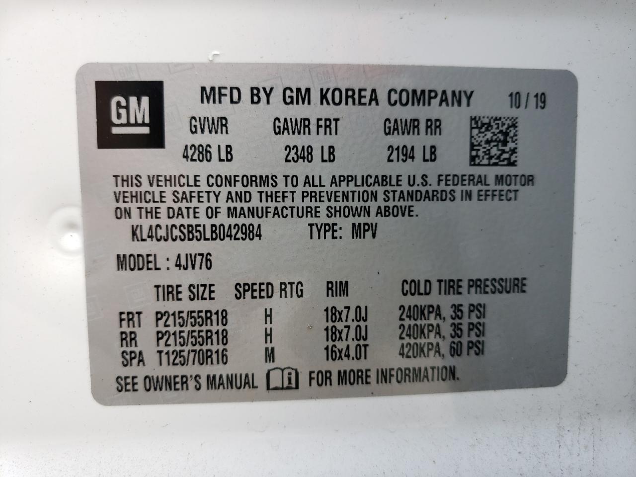 Photo 10 from auction – 2020 BUICK ENCORE ESS with VIN KL4CJCSB5LB042984