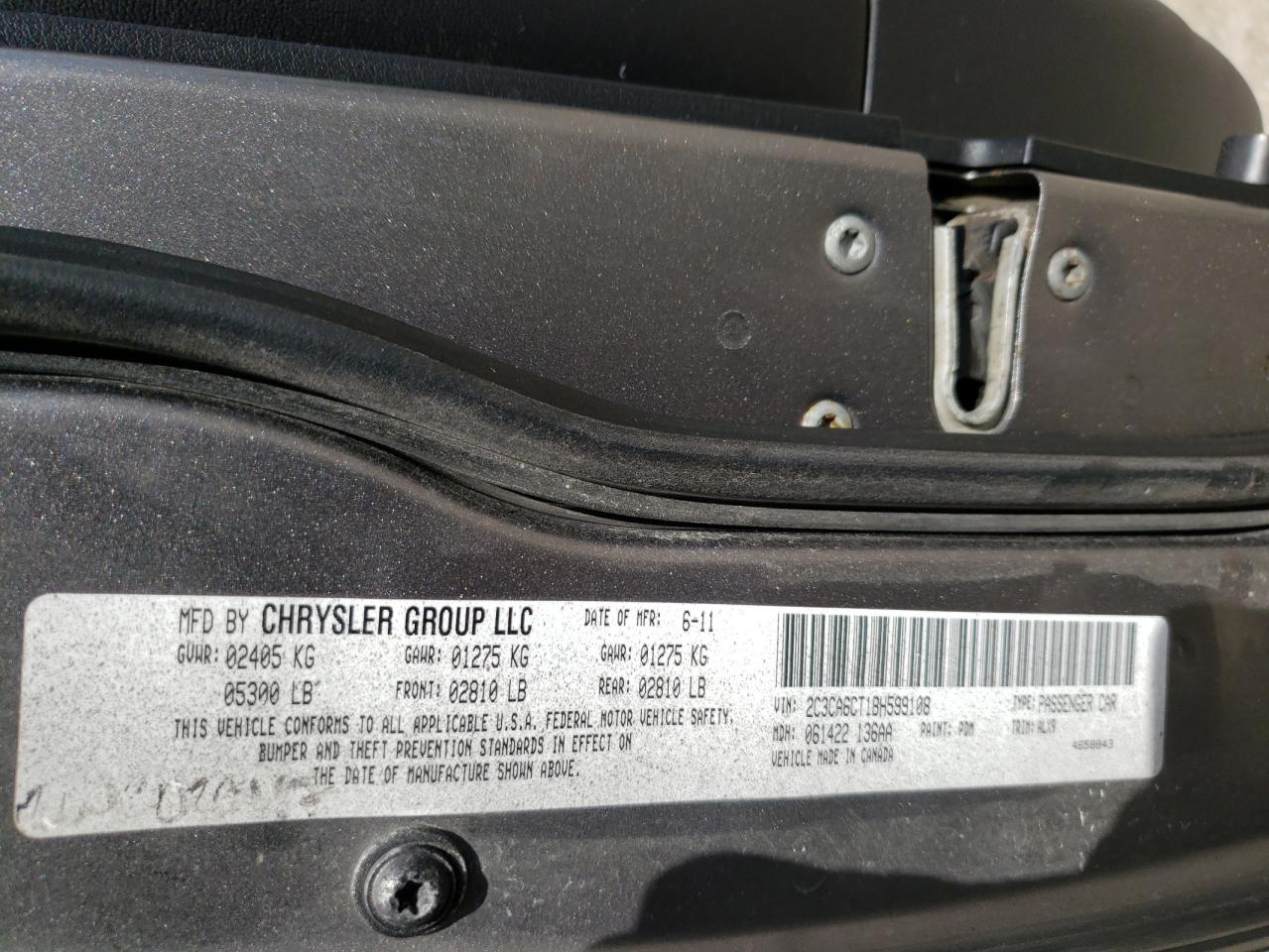 Photo 10 from auction – 2011 CHRYSLER 300C with VIN 2C3CA6CT1BH599108