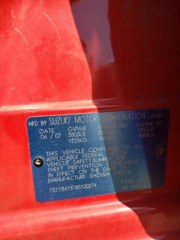 Photo 10 from auction – 2008 SUZUKI SX4 BASE with VIN JS2YB413785100274