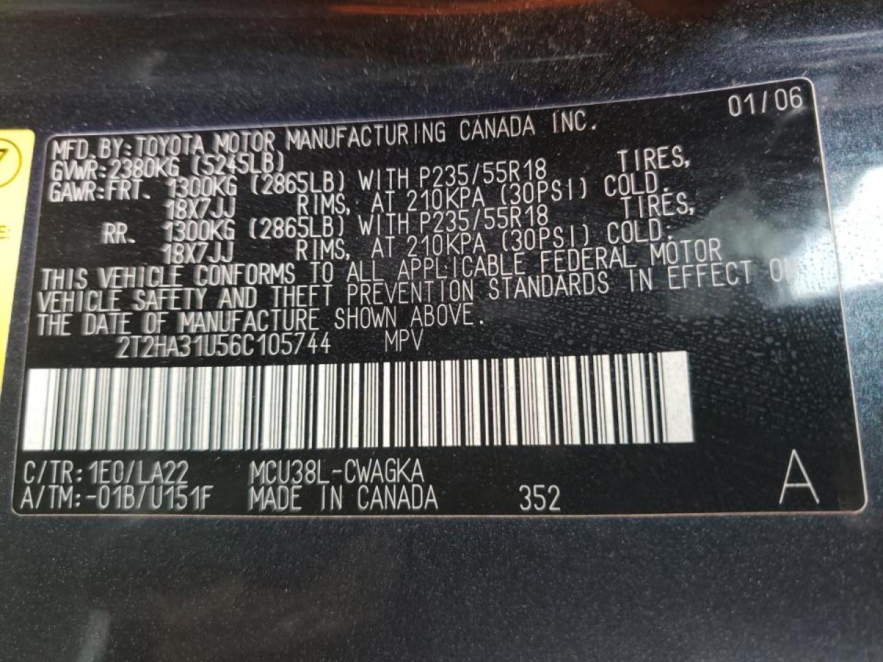 Photo 10 from auction – 2006 LEXUS RX 330 with VIN 2T2HA31U56C105744