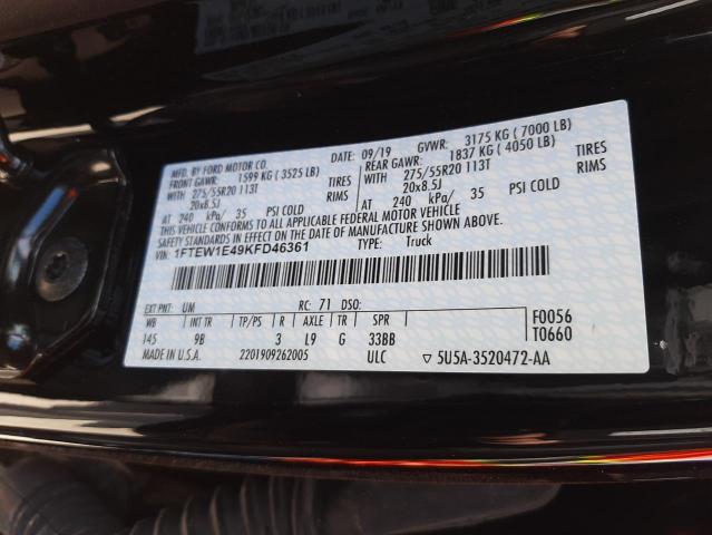 Photo 10 from auction – 2019 FORD F150 SUPER with VIN 1FTEW1E49KFD46361